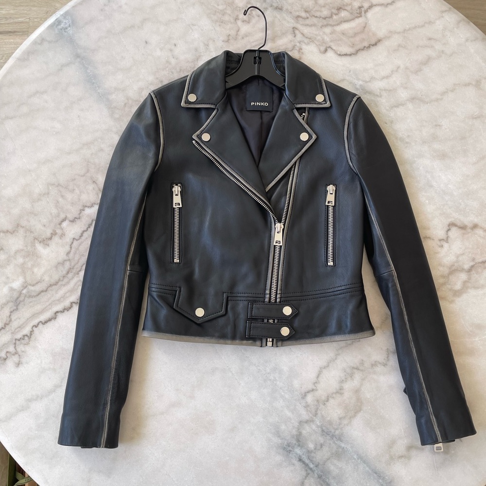 Pinko Leather Jacket Size 0